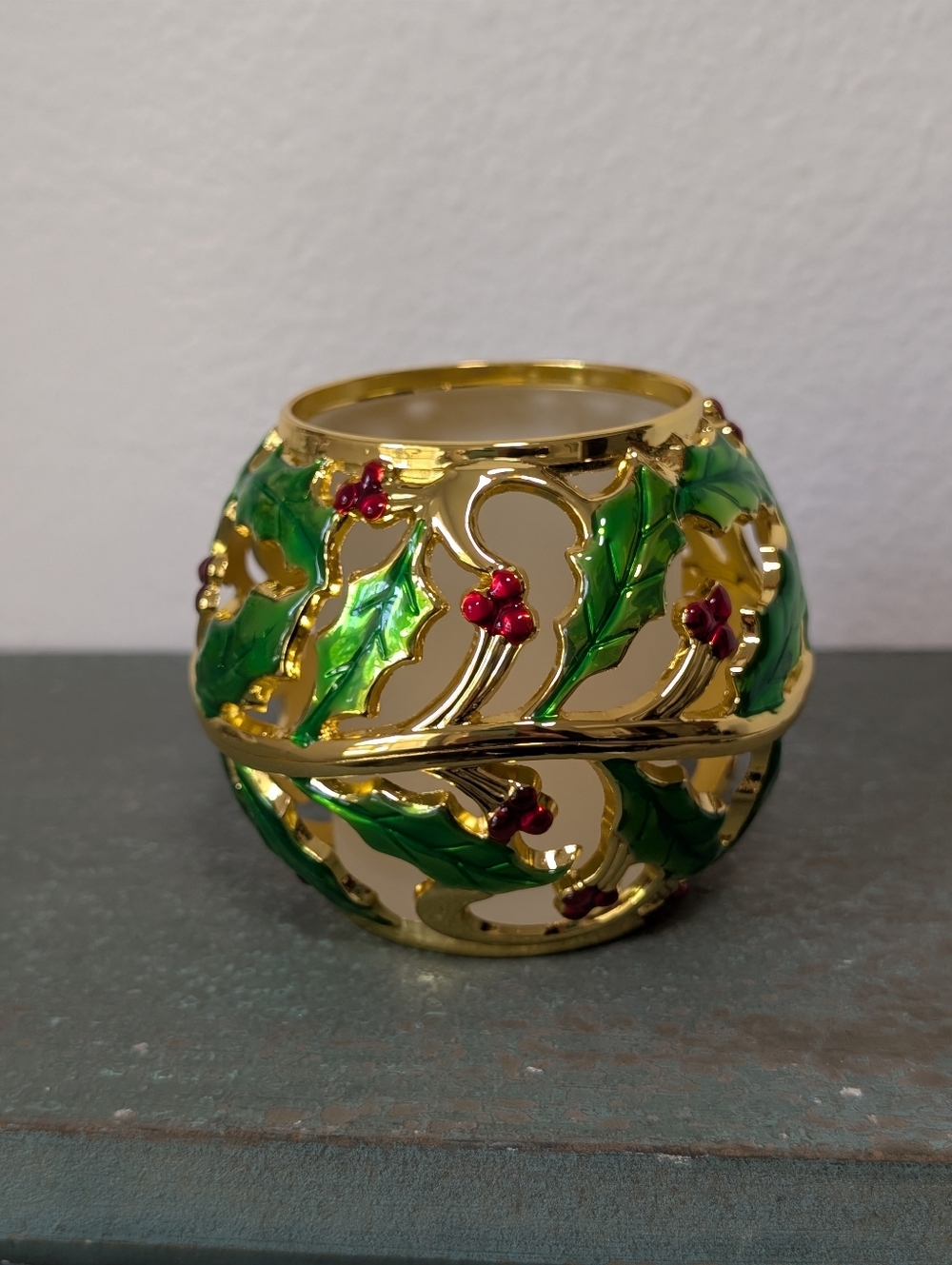 Lenox For the Holidays Holiday Gold Holly Votive Tea-Light Candle Holder NIB - Picture 2 of 11